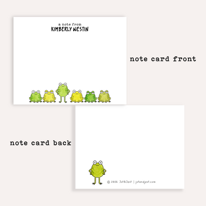 Personalized Frog Stationery • Cute Frog Notecard Set • Custom Name Note Cards • Frog Thank You Cards • Stationery Set of 12