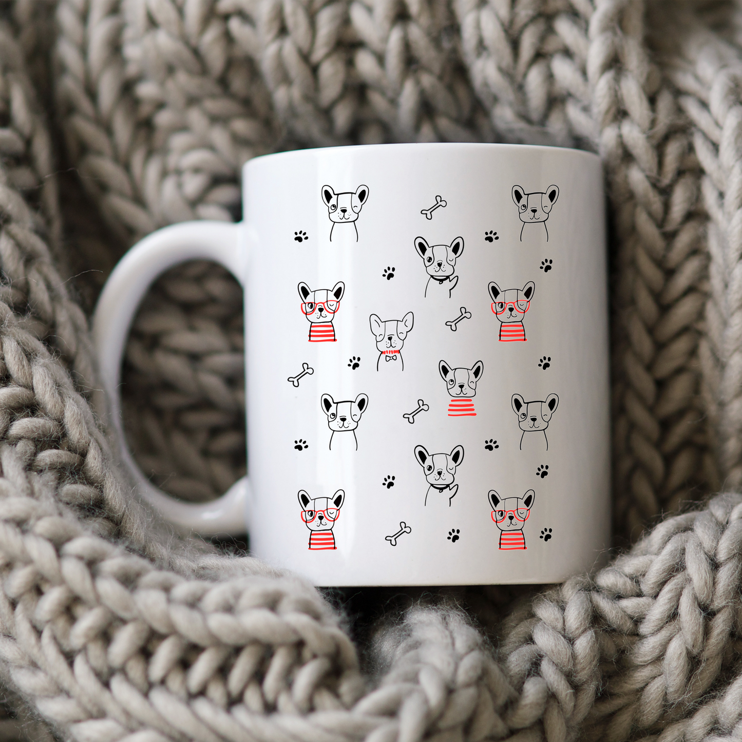 Cartoon French Bulldog Mug • Cute Frenchie Coffee Cup • French Bulldog Gift • Dog Lover Mug • Pet Parent Drinkware