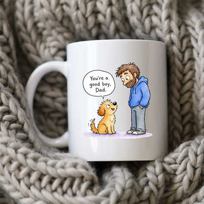 Funny Dog Dad Mug • Cute Good Boy Father’s Day Coffee Cup • Gift from the Dog • Quirky Doggy Dad Mug • Pet Lover Drinkware