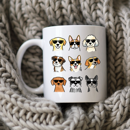 Cool Dogs Mug • Cute Dog Coffee Cup • Funny Dog Lover Gift • Dog Mom Mug • Cartoon Dog Drinkware • Pet Lover Cup