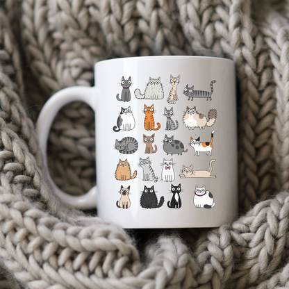 Whimsical Cat Mug • Cute Cat Coffee Cup • Funny Cat Lover Gift • Cat Mom Mug • Adorable Cartoon Kitty Cup • Pet Lover Gift