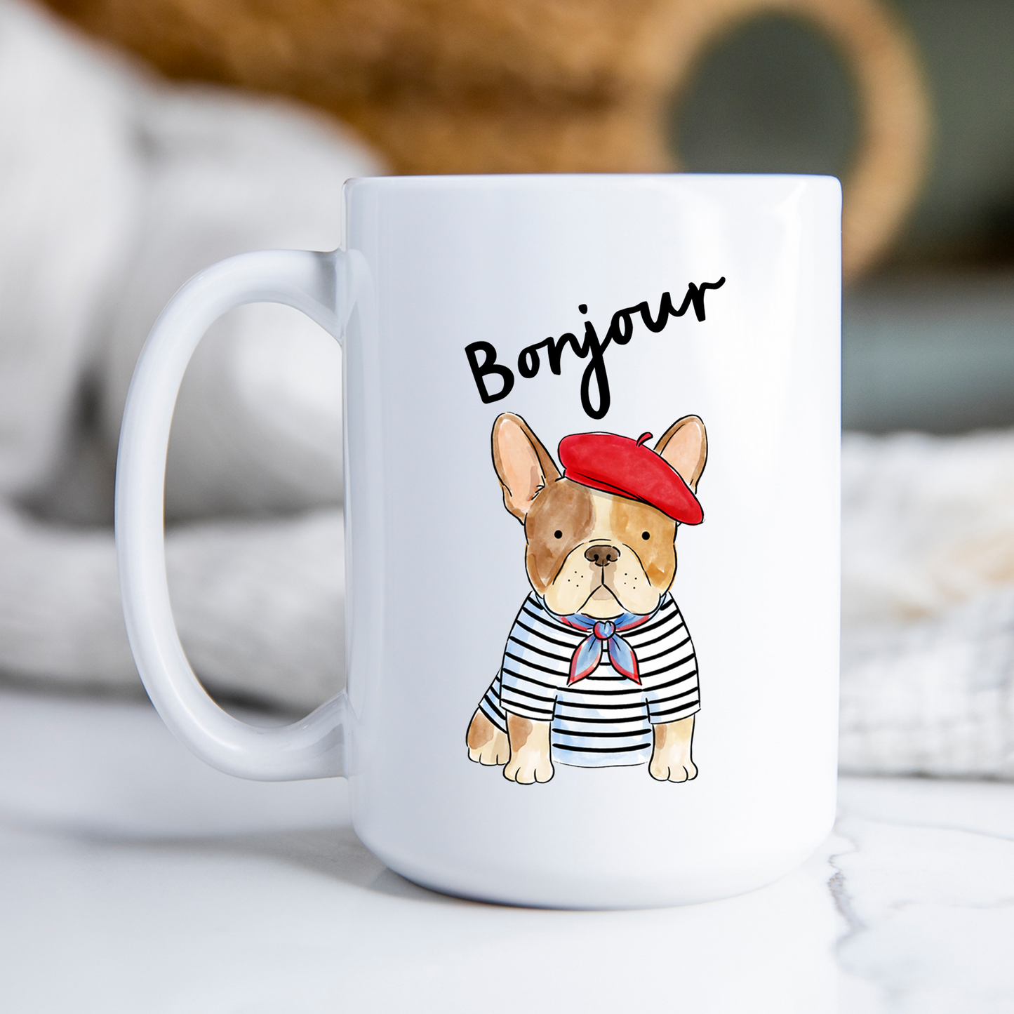 Parisian French Bulldog Mug • Cute Frenchie Coffee Cup • French Bulldog Gift • Dog Lover Mug • Frenchie Drinkware