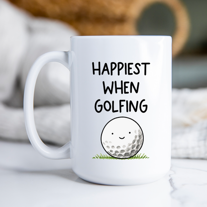 Funny Golf Mug • Golfer Coffee Cup • Happiest Golfing Mug • Golf Lover Gift • Cute Golf Drinkware • Golf Dad Gift • Golf Enthusiast Cup
