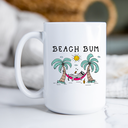 Beach Bum Cat Mug Funny Cat Coffee Cup