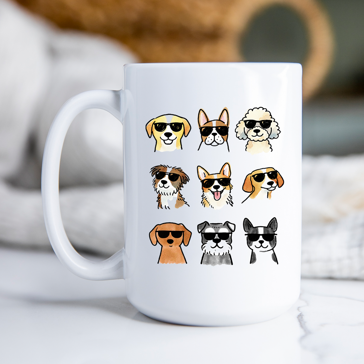 Cool Dogs Mug • Cute Dog Coffee Cup • Funny Dog Lover Gift • Dog Mom Mug • Cartoon Dog Drinkware • Pet Lover Cup