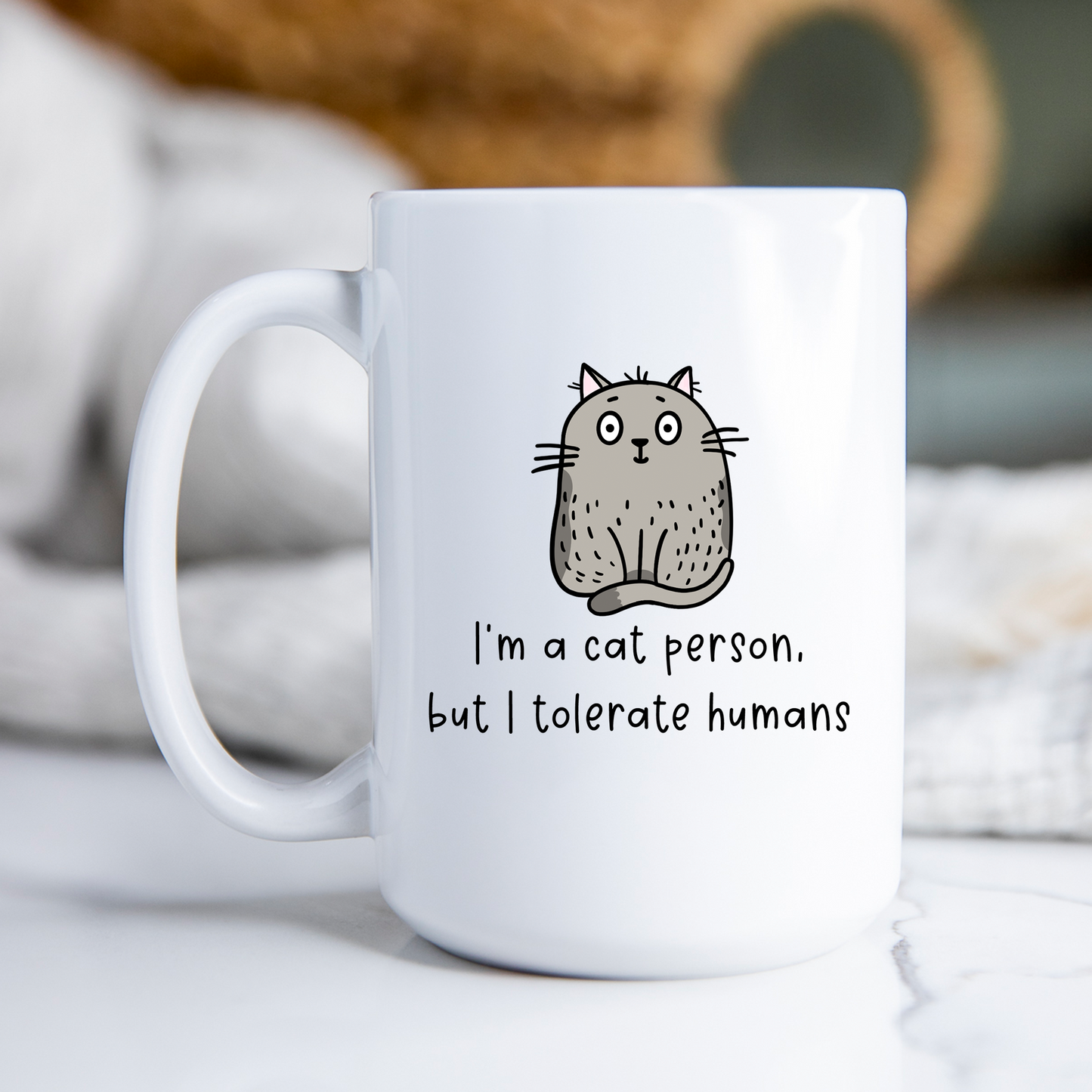 I'm A Cat Person But I Tolerate Humans Mug Funny Cat Coffee Cup