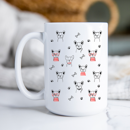 Cartoon French Bulldog Mug • Cute Frenchie Coffee Cup • French Bulldog Gift • Dog Lover Mug • Pet Parent Drinkware