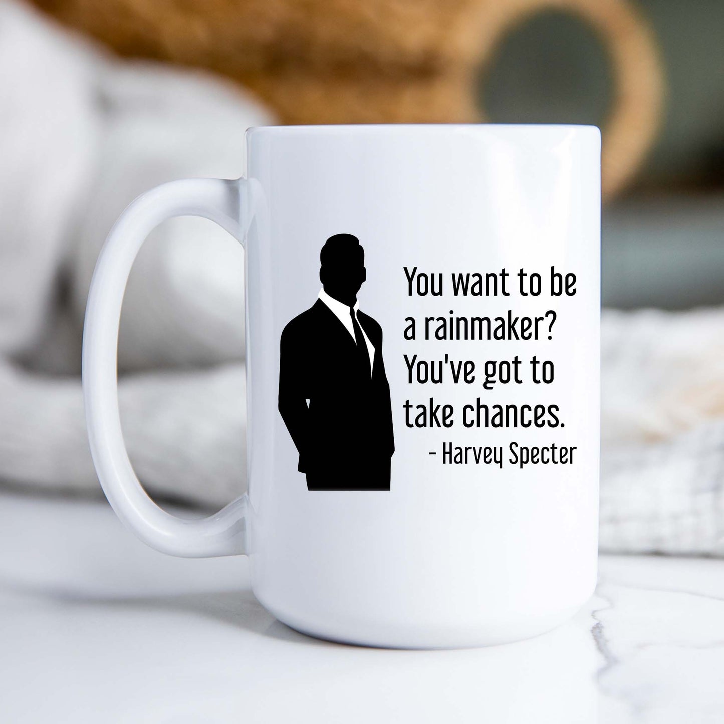 Harvey Specter Mug Suits TV Show You Want To Be A Rainmaker Silhouette Coffee Cup