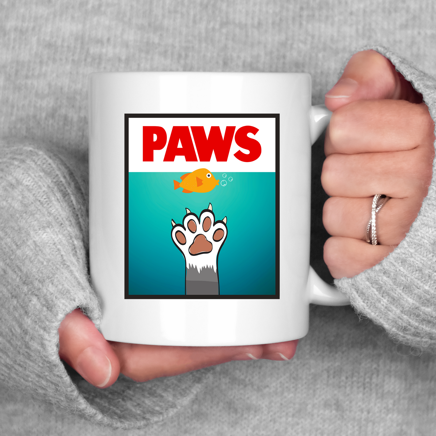 PAWS Mug JAWS Movie Parody Coffee Cup Classic 80s Movie