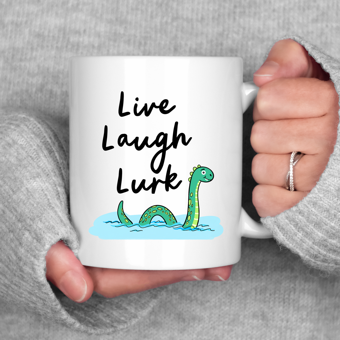 Live Laugh Lurk Mug • Funny Loch Ness Monster Coffee Cup • Nessie Cryptid Mug • Mythical Creature Gift