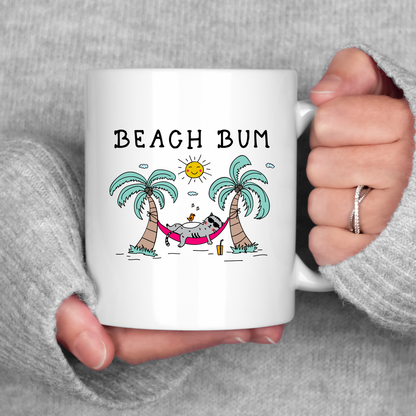 Beach Bum Cat Mug Funny Cat Coffee Cup