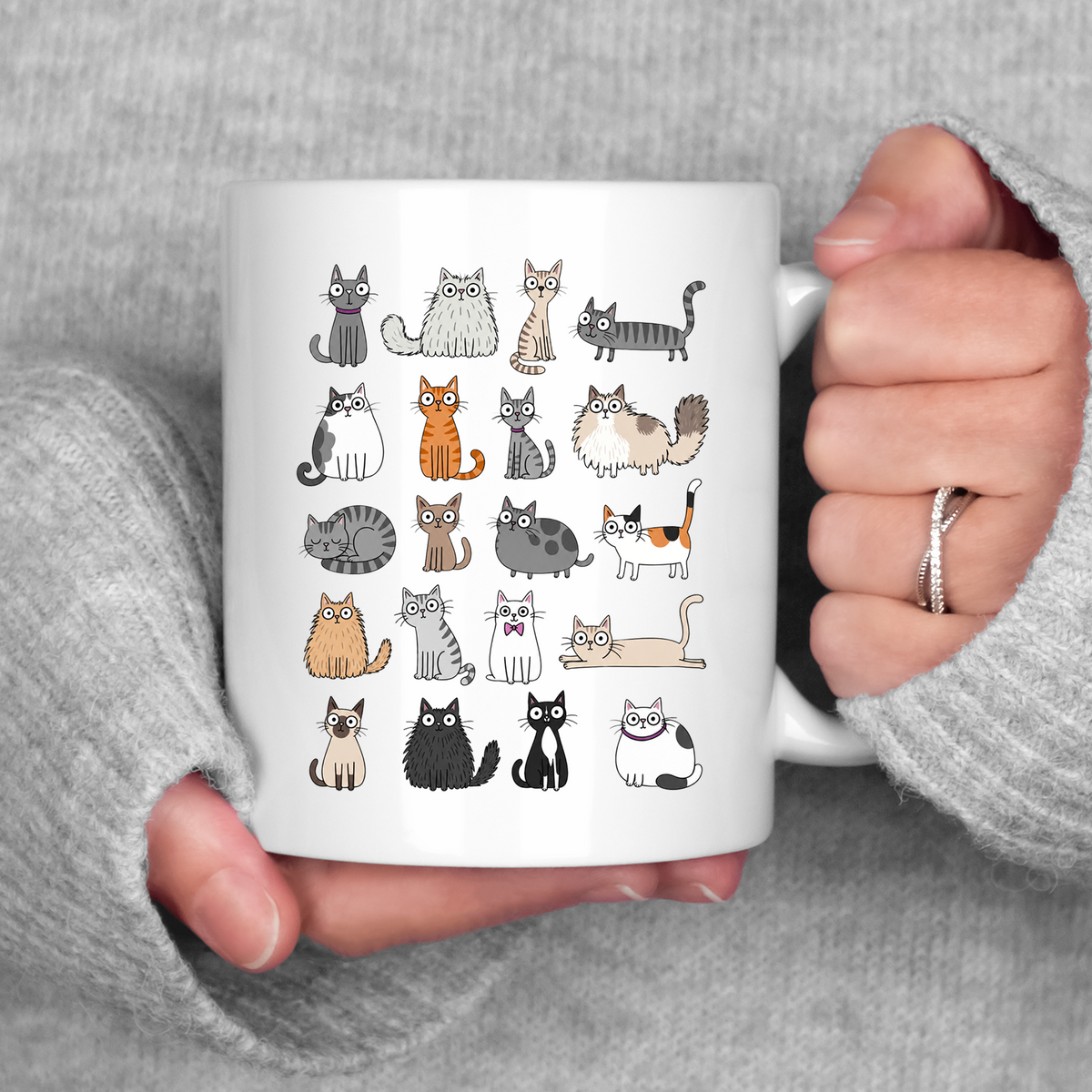 Whimsical Cat Mug • Cute Cat Coffee Cup • Funny Cat Lover Gift • Cat Mom Mug • Adorable Cartoon Kitty Cup • Pet Lover Gift
