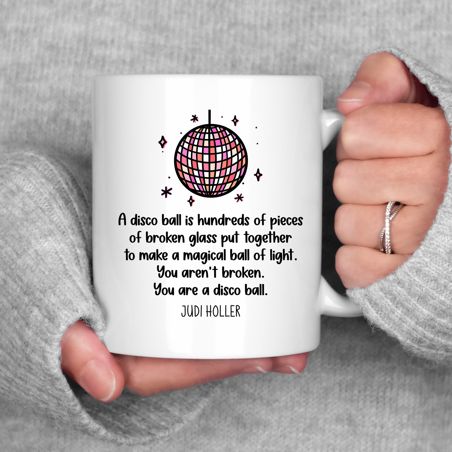 Disco Ball Mug Motivational Mental Health Coffee Cup