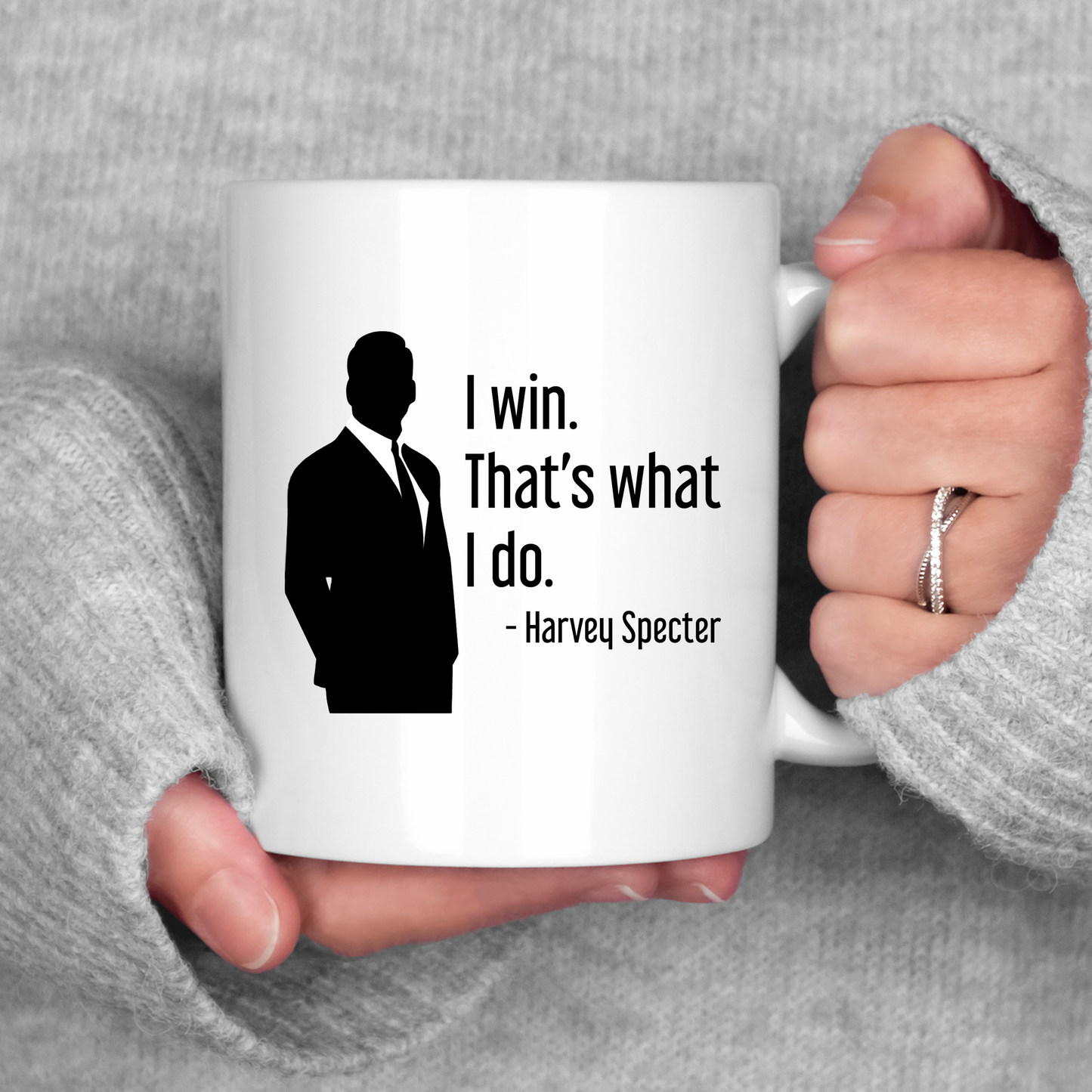 Harvey Specter Mug Suits TV Show I Win That's What I Do Silhouette Coffee Cup