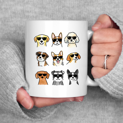 Cool Dogs Mug • Cute Dog Coffee Cup • Funny Dog Lover Gift • Dog Mom Mug • Cartoon Dog Drinkware • Pet Lover Cup