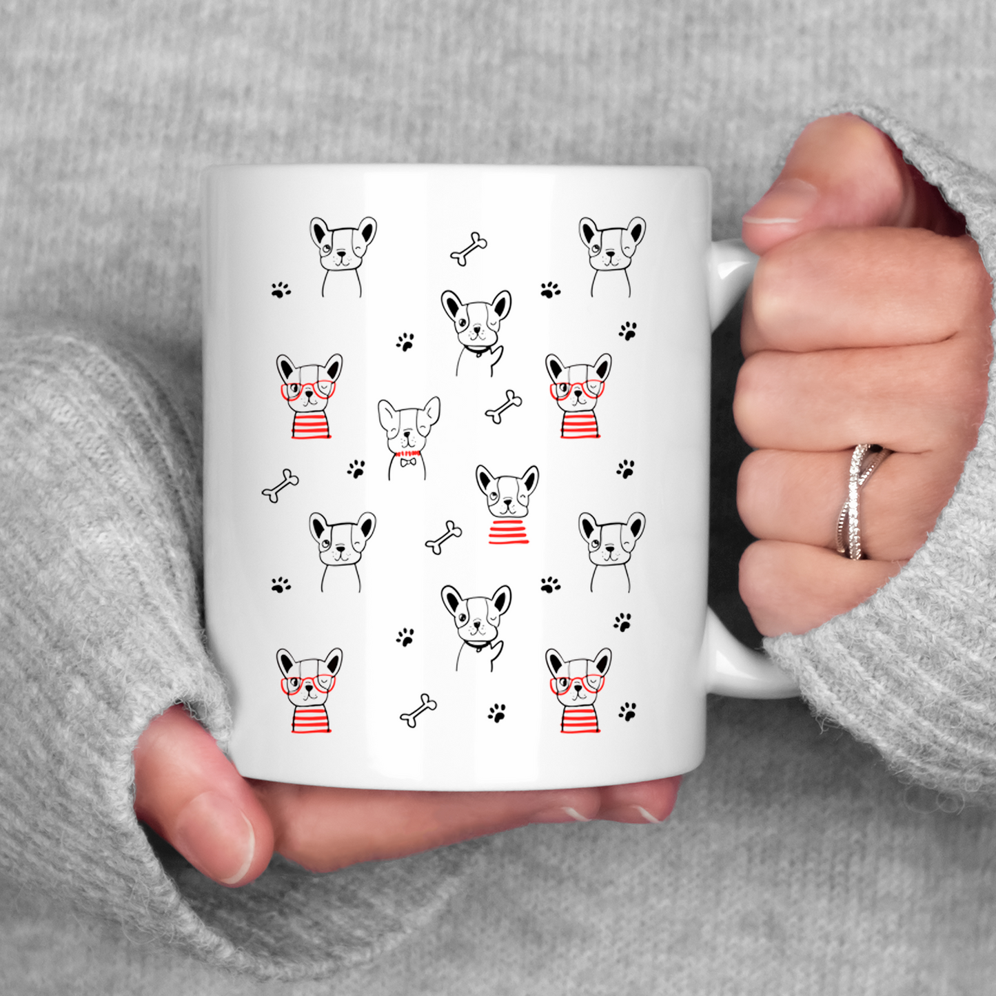 Cartoon French Bulldog Mug • Cute Frenchie Coffee Cup • French Bulldog Gift • Dog Lover Mug • Pet Parent Drinkware