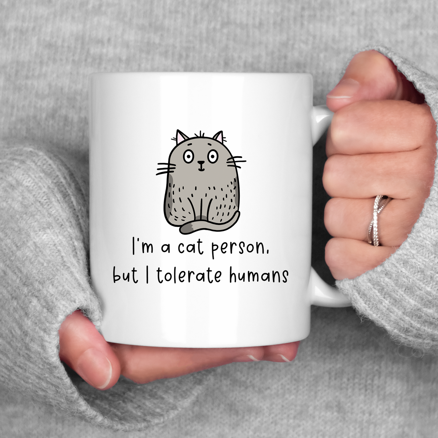 I'm A Cat Person But I Tolerate Humans Mug Funny Cat Coffee Cup