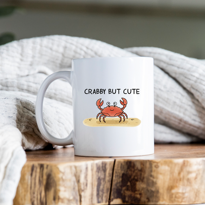 Funny Crabby But Cute Mug • Cartoon Crab Coffee Cup • Cute Beach Mug • Summer Coastal Gift • Crab Lover Drinkware