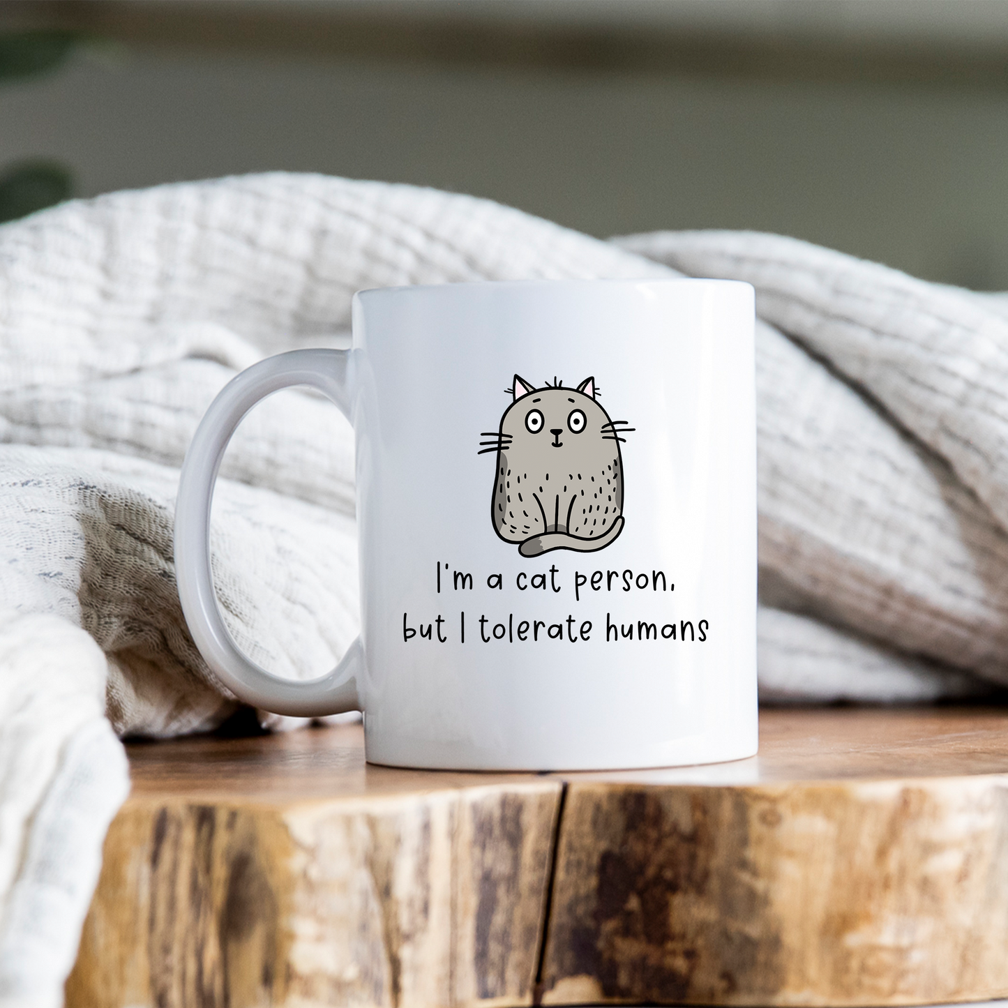 I'm A Cat Person But I Tolerate Humans Mug Funny Cat Coffee Cup