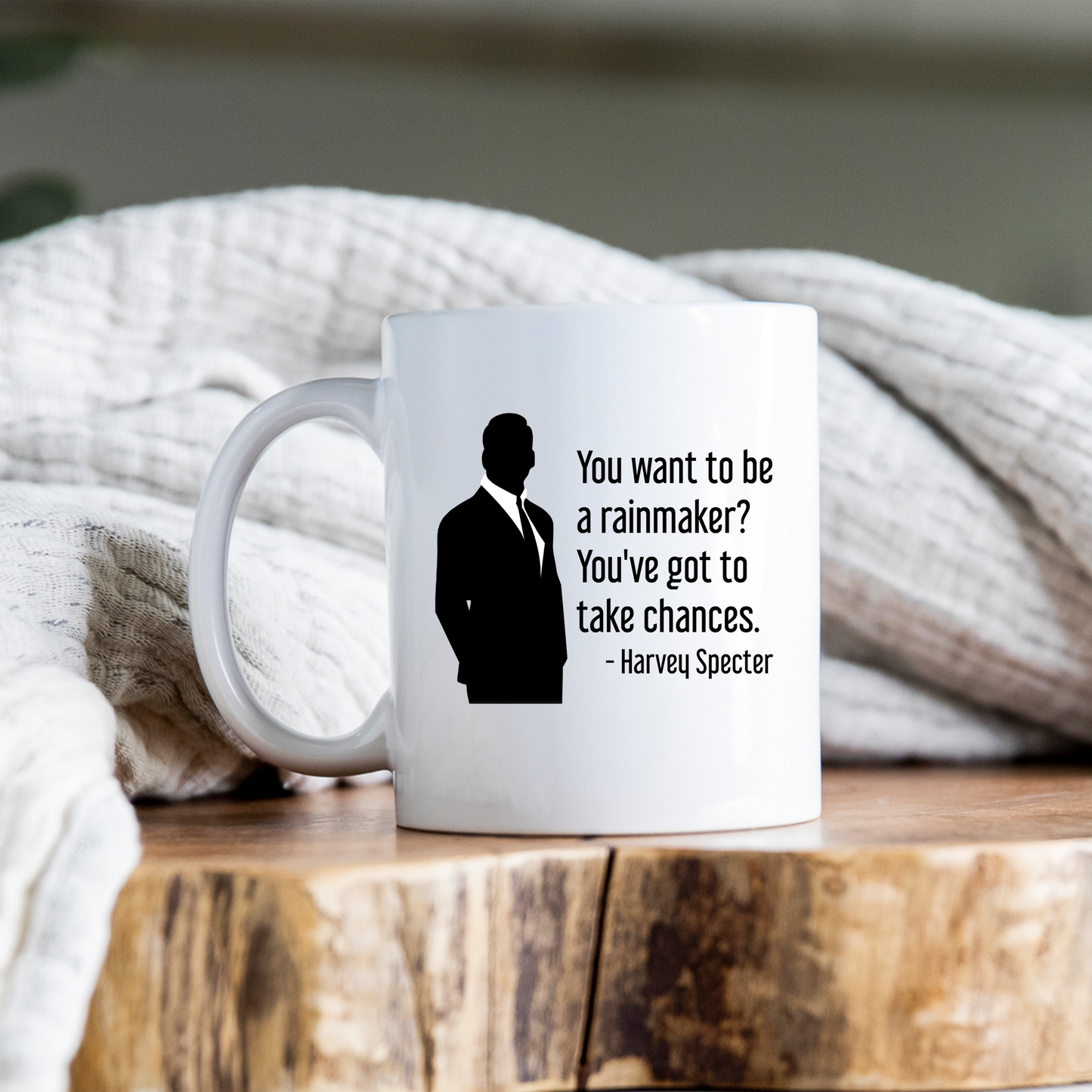 Harvey Specter Mug Suits TV Show You Want To Be A Rainmaker Silhouette Coffee Cup