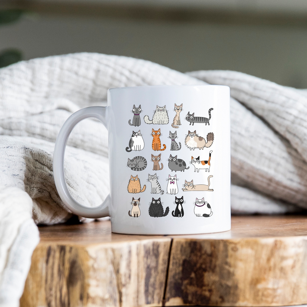 Whimsical Cat Mug • Cute Cat Coffee Cup • Funny Cat Lover Gift • Cat Mom Mug • Adorable Cartoon Kitty Cup • Pet Lover Gift