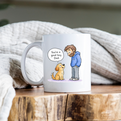 Funny Dog Dad Mug • Cute Good Boy Father’s Day Coffee Cup • Gift from the Dog • Quirky Doggy Dad Mug • Pet Lover Drinkware