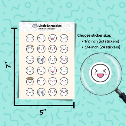 Mood Tracker Planner Sticker • Mood Journal Emoji Stickers • Mental Health Self Care • Therapy Planner Label • Mini Mood Stickers