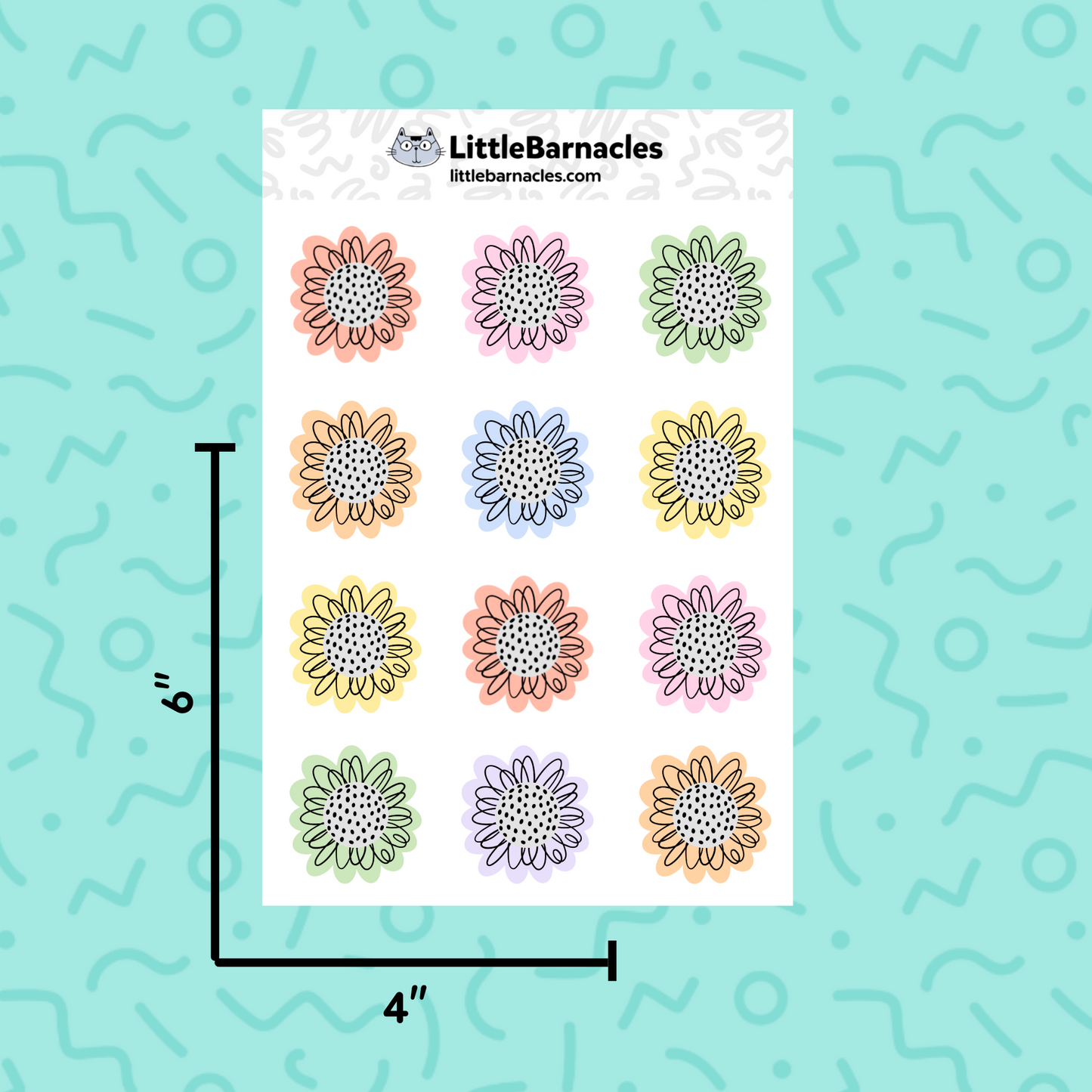 Multi Color Flower Sticker Sheet Waterproof Vinyl Mini Stickers Cute Small Flower Sticker Rainbow Floral Water Bottle Planner Sticker