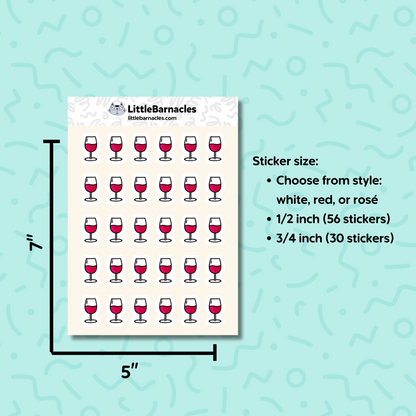 Wine Planner Sticker • Red Rosé White Wine Icon • Happy Hour Reminder • Wine Lover Calendar Label • Drink Planner Sticker