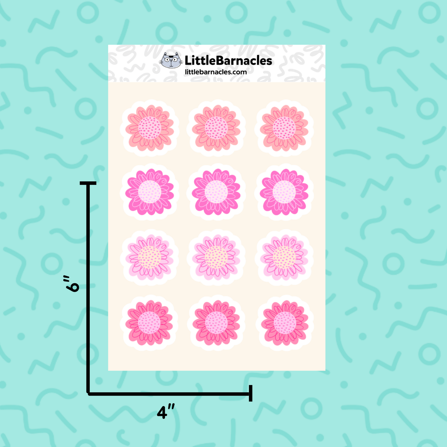 Pink Flower Sticker Sheet Waterproof Vinyl Mini Stickers Cute Small Flower Sticker Floral Water Bottle Planner Sticker Teacher Gift