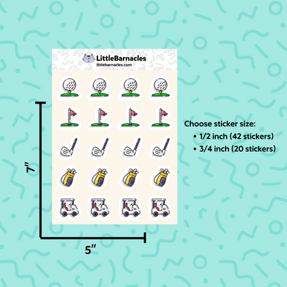Golf Planner Stickers • Golf Ball & Tee Time Reminder • Golfer Sports Sticker • Game Day Calendar Label • Golf Lover Planner Icon