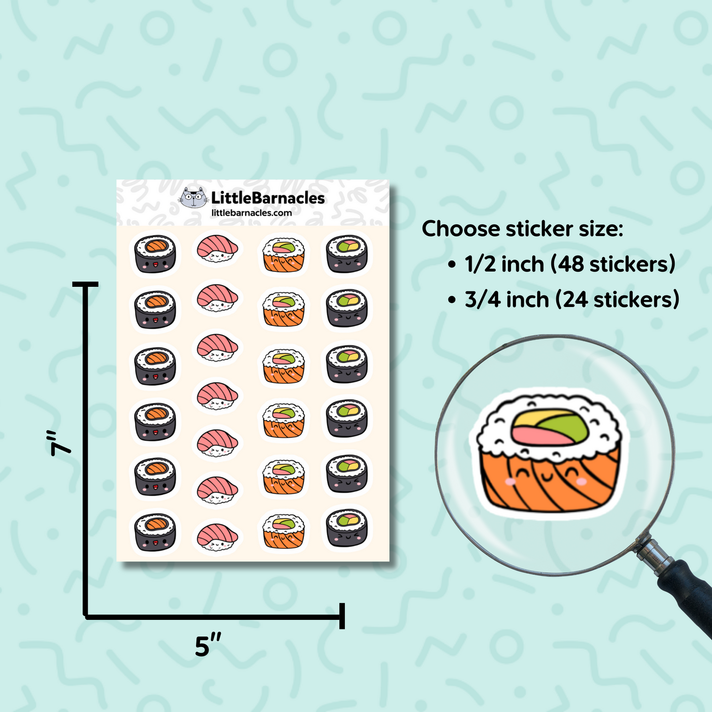 Sushi Planner Sticker Sushi Night Reminder Sticker Sushi Date Label Seafood Sticker Cute Sushi Food and Drink Stickers for Calendar