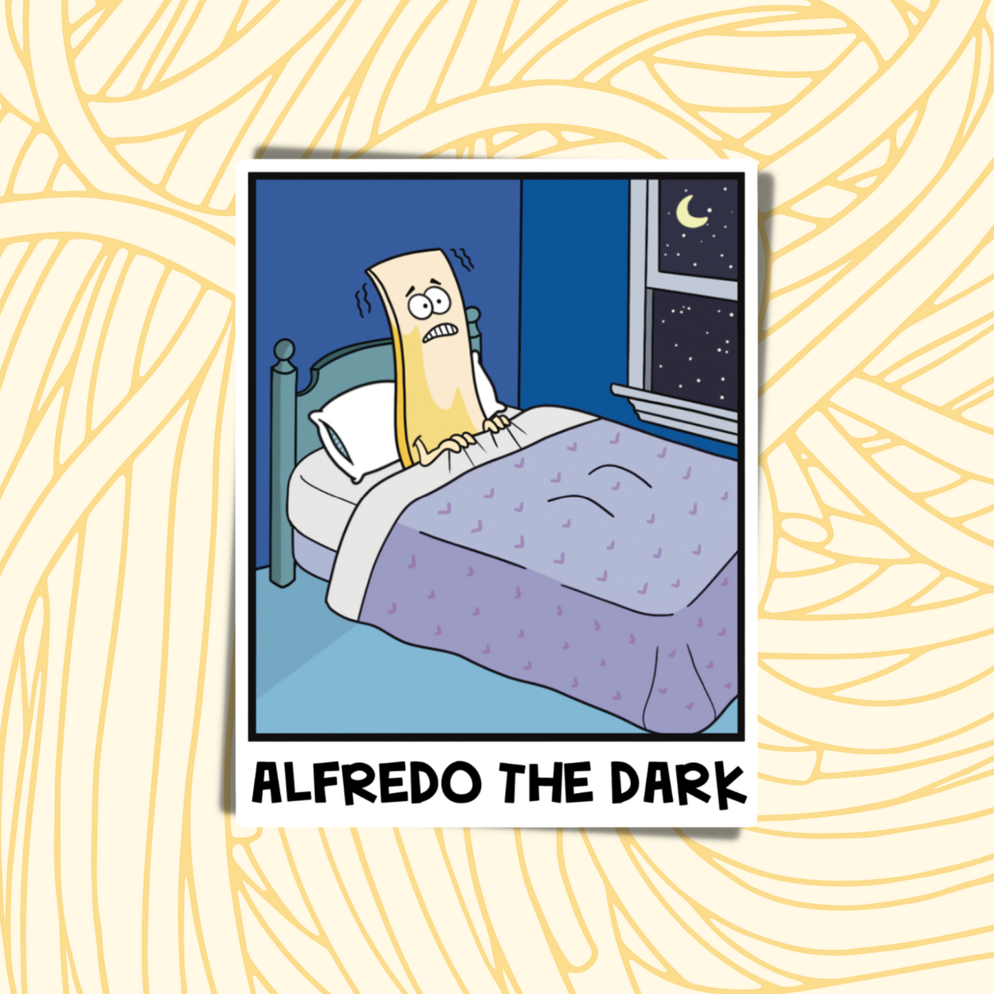 Alfredo The Dark Sticker Funny Cartoon Fettuccine