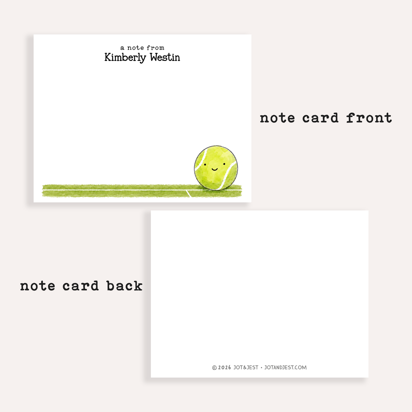 Personalized Tennis Ball Stationery • Custom Tennis Notecard Set • Custom Name Note Cards • Tennis Thank You Cards • Gift Set of 12