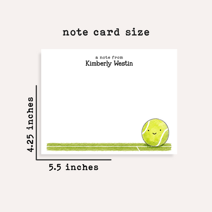 Personalized Tennis Ball Stationery • Custom Tennis Notecard Set • Custom Name Note Cards • Tennis Thank You Cards • Gift Set of 12