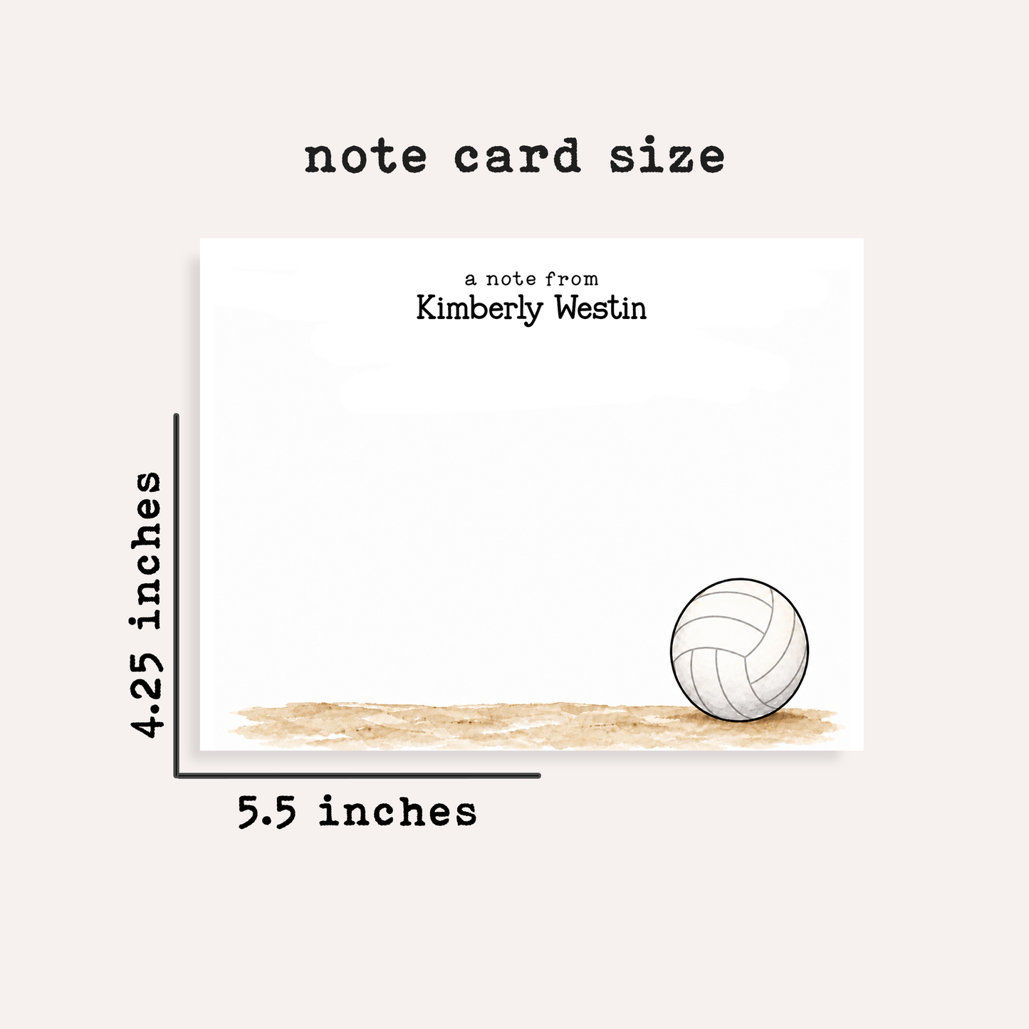 Personalized Volleyball Stationery • Volleyball Notecard Set • Custom Name Note Cards • Volleyball Thank You Cards • Set of 12