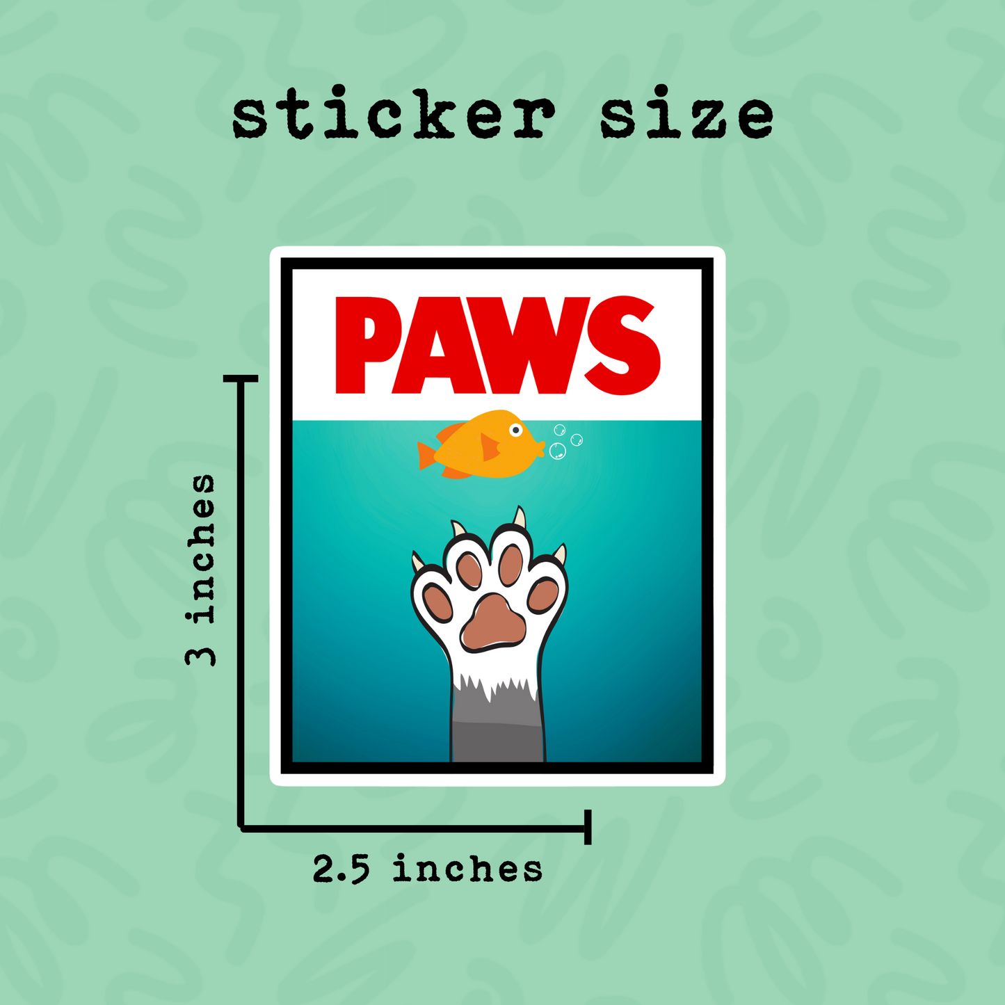 JAWS Parody Cat Sticker • Funny Movie Cat Vinyl Decal • Waterproof Cat Humor Sticker • Pop Culture Cat Gift • Laptop Water Bottle