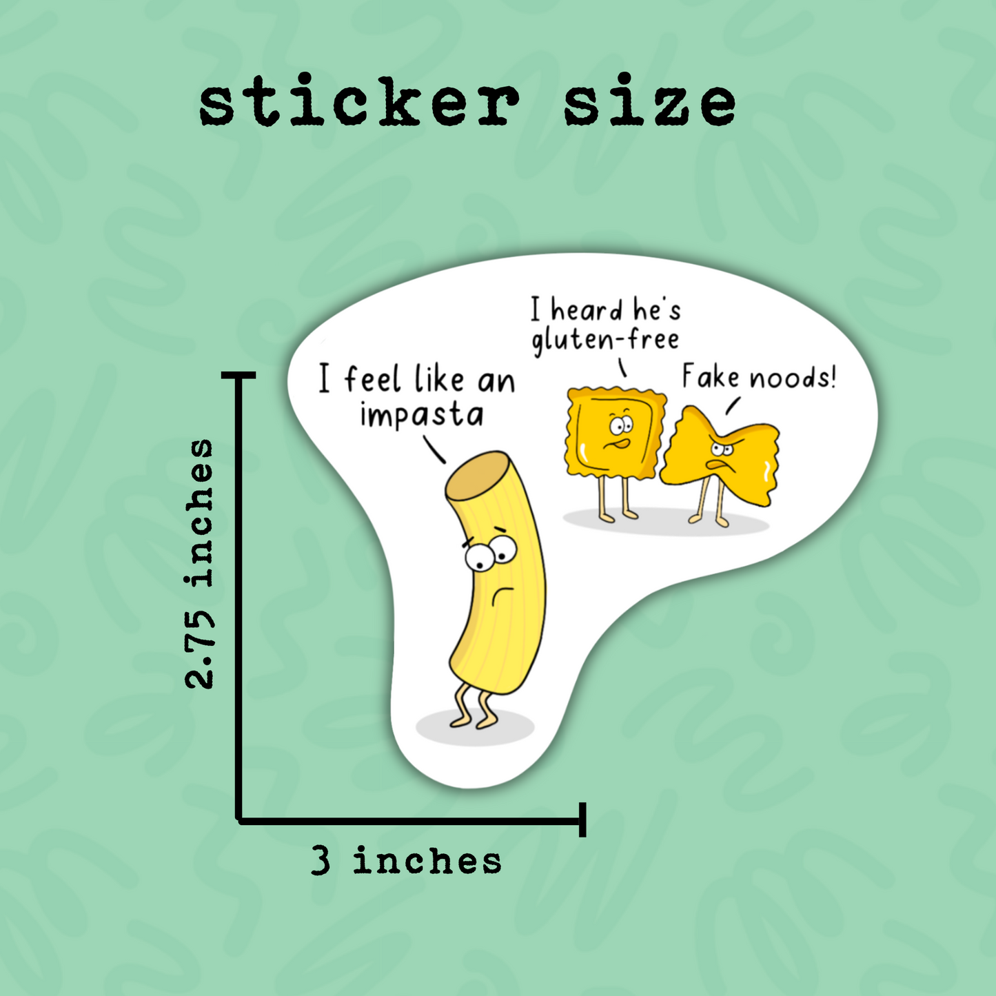 Impasta Sticker Celiac Disease Gluten Sticker Funny Cartoon