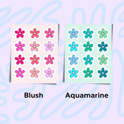 Mini Flower Sticker Sheet • Waterproof Vinyl Flower Stickers • Cute Tiny Floral Stickers • Small Botanical Decals