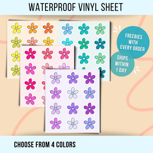 Mini Flower Sticker Sheet Waterproof Viny Cute Tiny Flower Sticker