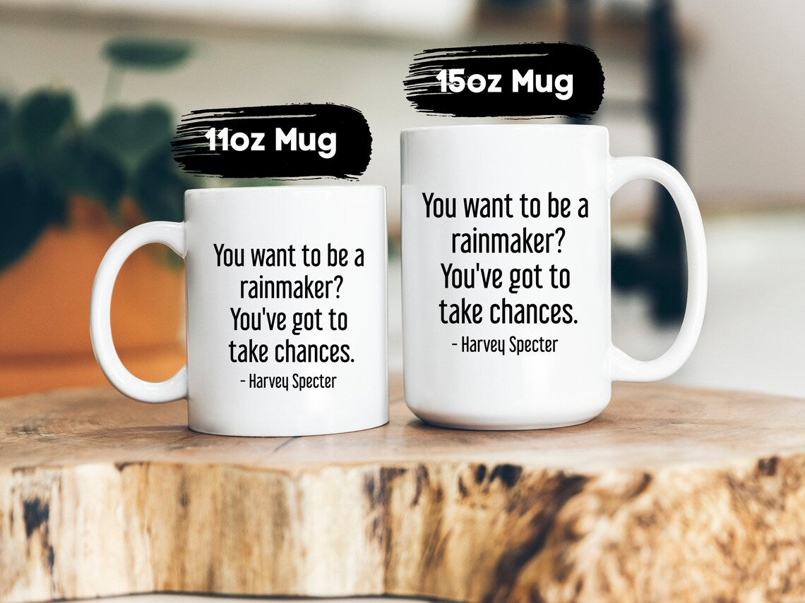 Harvey Specter Mug Suits TV Show You Want To Be A Rainmaker Coffee Cup