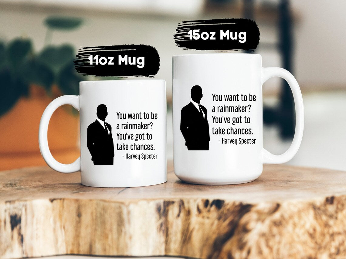 Harvey Specter Mug Suits TV Show You Want To Be A Rainmaker Silhouette Coffee Cup