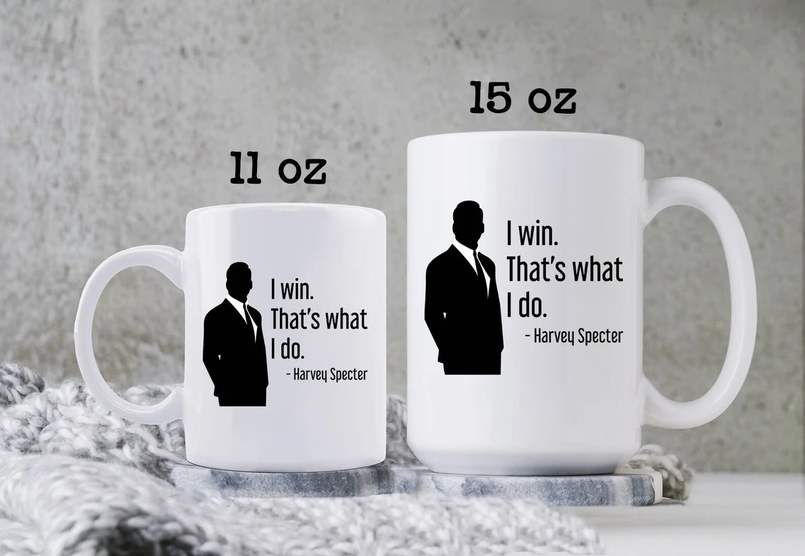 Harvey Specter Mug Suits TV Show I Win That's What I Do Silhouette Coffee Cup