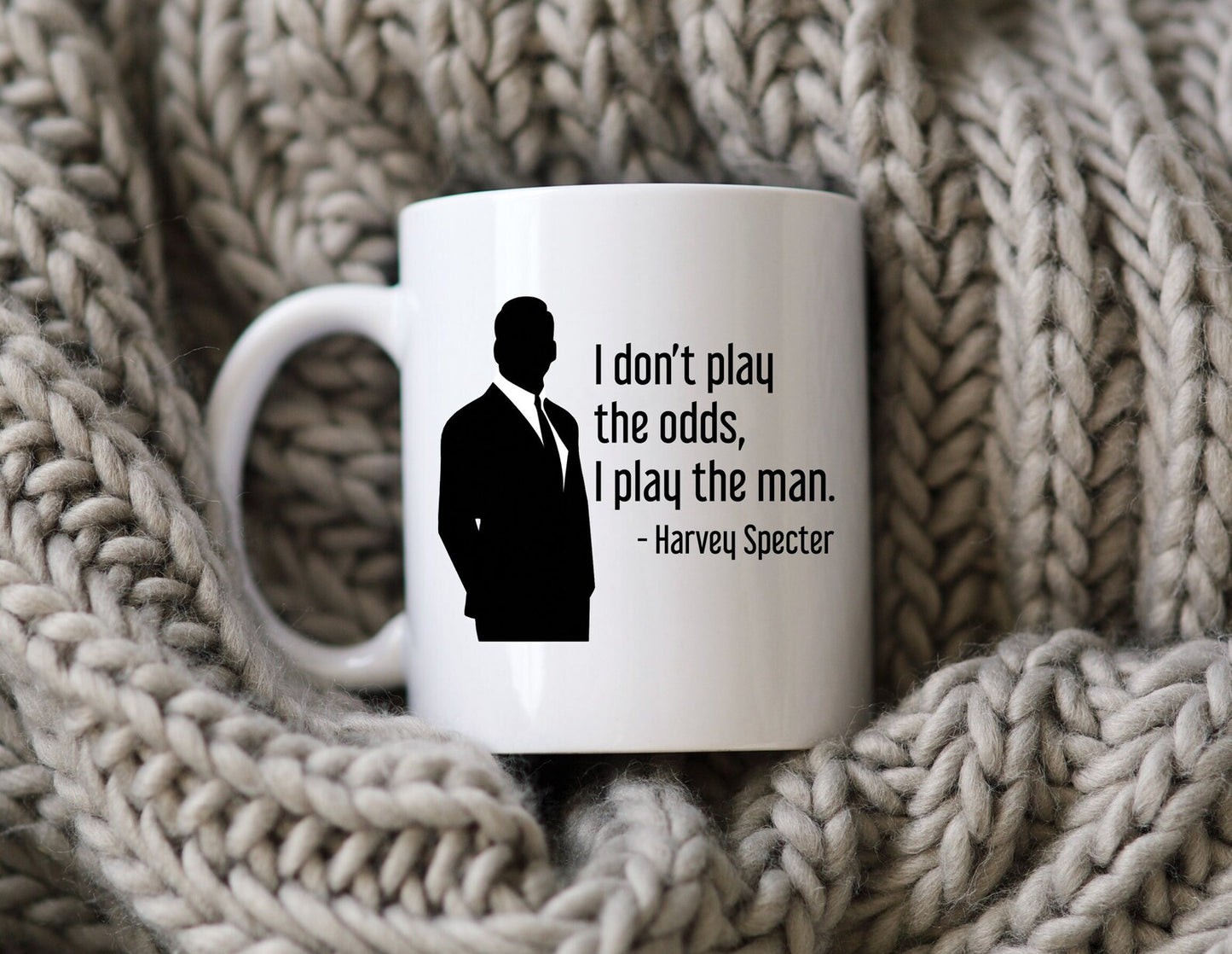 Harvey Specter Mug Suits TV Show I Don't Play Silhouette Coffee Cup