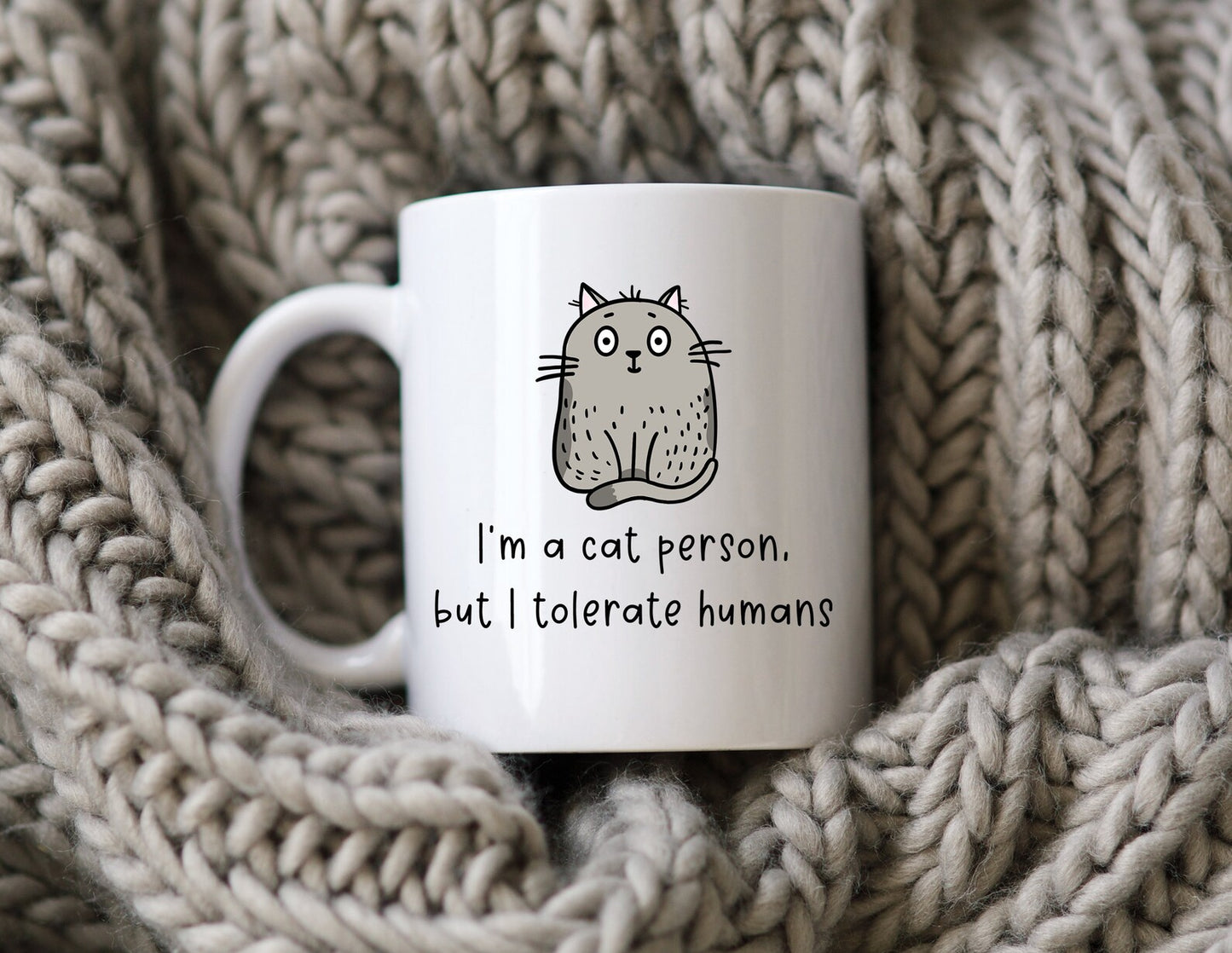 I'm A Cat Person But I Tolerate Humans Mug Funny Cat Coffee Cup