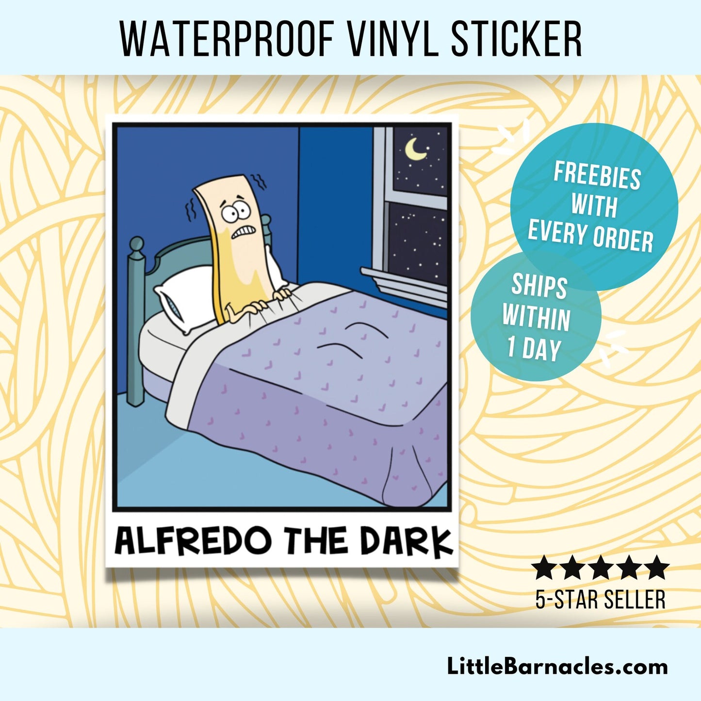 Alfredo The Dark Sticker Funny Cartoon Fettuccine