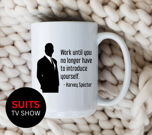 Harvey Specter Mug Suits TV Show Work Until Silhouette Coffee Cup