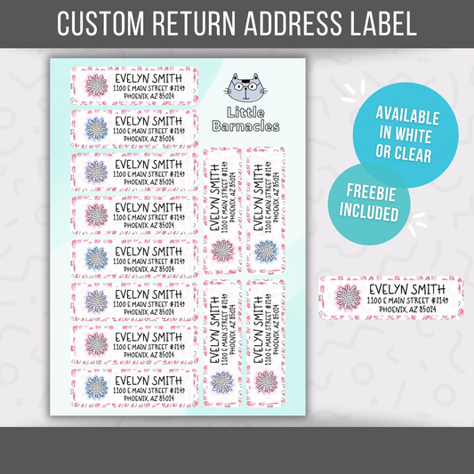 Flower Custom Address Labels, Return Address Labels, Personalized Mailing Labels
