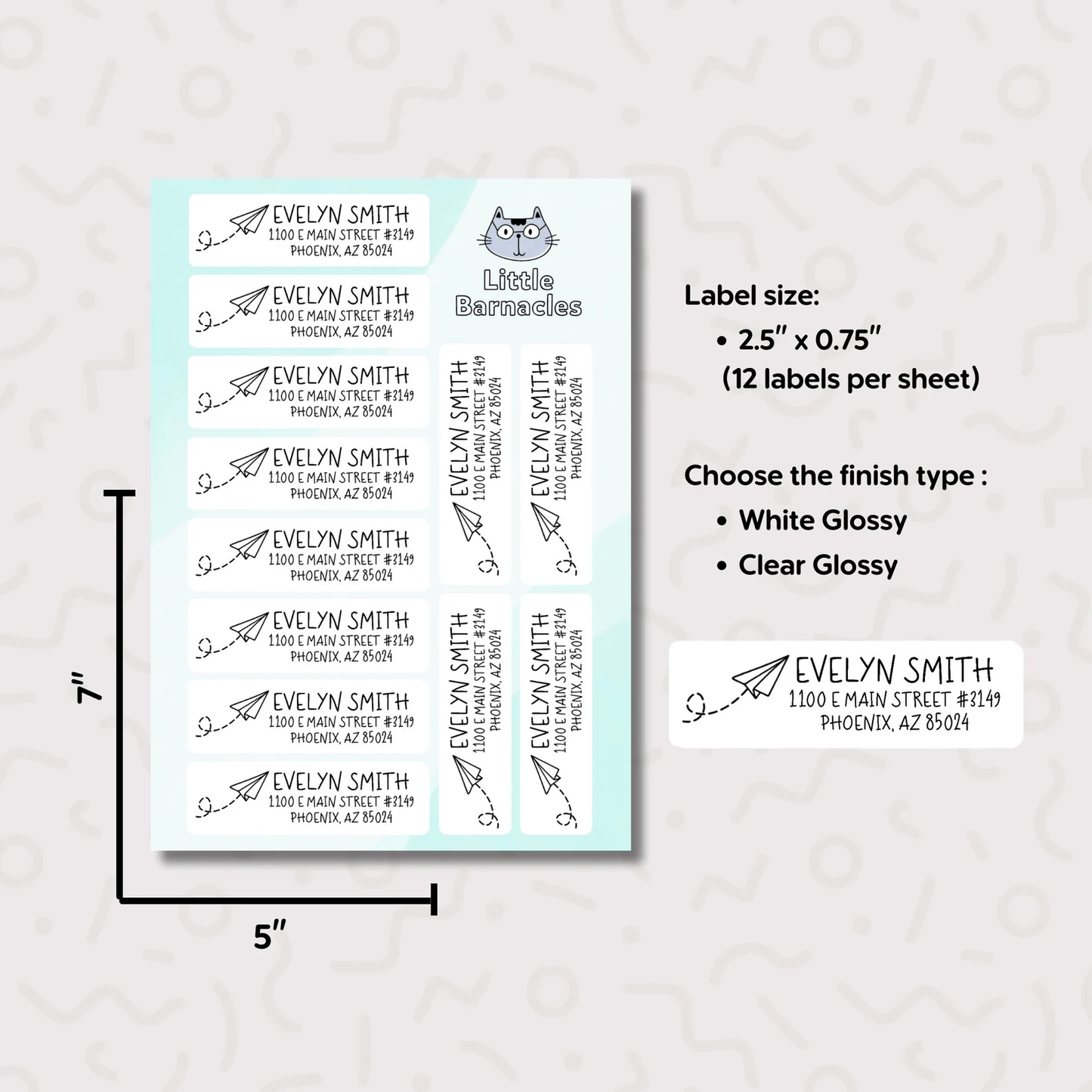 Paper Airplane Custom Address Labels, Return Address Labels, Personalized Mailing Labels