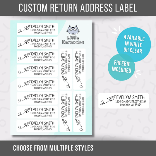 Paper Airplane Custom Address Labels, Return Address Labels, Personalized Mailing Labels